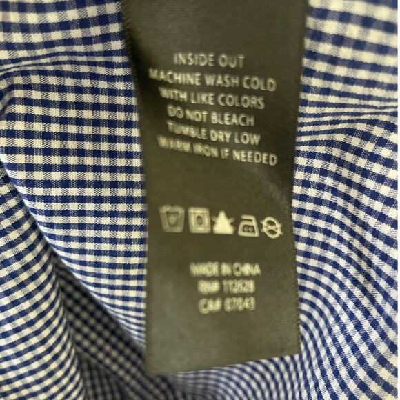 Max‎ Jeans Women Top S Blue Small Checkered Tiered Puff Sleeve Back Tie Preppy - Picture 13 of 14